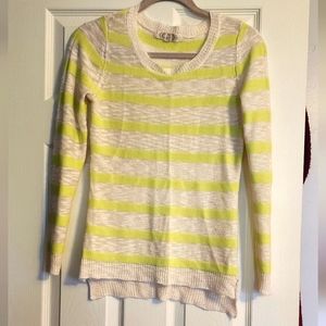 Chartreuse Green and Cream Striped Sweater